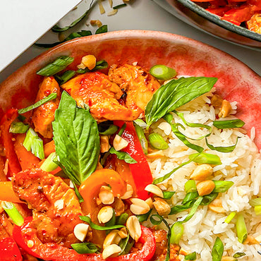 Thai-Style Chicken Panang with Rice and Veggies