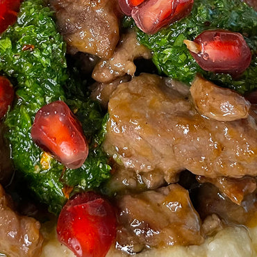 Peppercorn Steak with Mashed Cauli