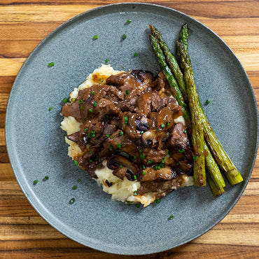 Sirloin Steak Tips with Gravy and Vegetables